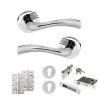 STATUS Texas Door Handle Pack (Euro Lock Set - 3" CE Sashlock, 4" Slim Knuckle Hinges x2) - Polished Chrome