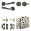 Complete Classic Door Handle Pack - Heavy Duty Tubular Bathroom (Plain Thumb Turn) - Black Nickel - 64mm / 4-inch Hinges - JE-A30A2-BN