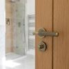 Complete Bari Door Handle Pack - Bathroom Lock (Standard Thumb Turn) - Antique Brass - 65mm / 4-inch Hinges - JE-D5A3-AB