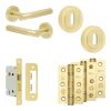 Complete Venice Door Handle Pack - Sashlock - Satin Brass - 65mm / 3-inch Hinges - JE-F7B8-SB