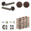 Complete Hex Door Handle Pack - Heavy Duty Tubular Bathroom (Standard Thumb Turn) - Dark Bronze - 102mm / 3-inch Hinges - JE-C32B3-DB