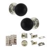 Old English Whitby Door Knob Pack (Bathroom Set - 4" Deadbolt, 4" Slim Knuckle Hinges x2) - Polished Nickel