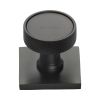 Heritage Brass Cabinet Knob Florence Knurled Design with Square Backplate 32mm Matt Bronze finish