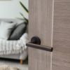 Forme Elle Lever Door Handle on Minimal Round Rose - Urban Dark Bronze (Pair)