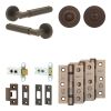 Complete Bloom Door Handle Pack - Heavy Duty Tubular Bathroom (Standard Thumb Turn) - Dark Bronze - 64mm / 3-inch Hinges - JE-B30B3-DB