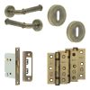 Complete Classic Door Handle Pack - Sashlock - Antique Brass - 76mm / 3-inch Hinges - JE-A8B8-AB