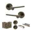 Senza Pari Darrio Door Handle Pack (Bathroom Set - 2.5" CE Bathroom Lock, 3" Fire Rated Hinges x3) - Antique Brass
