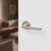 Forme Milly Lever Door Handle on Minimal Round Rose - Satin Nickel (Pair)