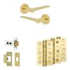 Complete Gio Door Handle Pack - Heavy Duty Latch - Satin Brass - 64mm / 3-inch Hinges - JE-E20B-SB