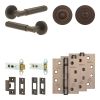 Complete Bloom Door Handle Pack - Heavy Duty Tubular Bathroom (Standard Thumb Turn) - Dark Bronze - 76mm / 4-inch Hinges - JE-B31A3-DB