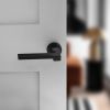 Forme Ginevra Lever Door Handle on Minimal Round Rose - Matt Black (Pair)