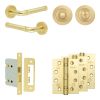 Complete Midtown Door Handle Pack - Bathroom Lock (Standard Thumb Turn) - Satin Brass - 76mm / 4-inch Hinges - JE-G6A3-SB