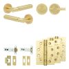 Complete Bloom Door Handle Pack - Heavy Duty Tubular Bathroom (Plain Thumb Turn) - Satin Brass - 102mm / 4-inch Hinges - JE-B32A2-SB
