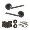 STATUS Alabama Door Handle Pack (3 Lever Lock Set - 3" CE Sashlock, 4" Fire Rated Hinges x3) - Urban Dark Bronze