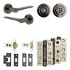 Complete Gio Door Handle Pack - Heavy Duty Tubular Bathroom (Standard Thumb Turn) - Black Nickel - 64mm / 3-inch Hinges - JE-E30B3-BN