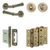 Complete Classic Door Handle Pack - Bathroom - Antique Brass - By Frelan Hardware - JE-A6B3-AB