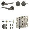Complete Gio Door Handle Pack - Heavy Duty Tubular Bathroom (Plain Thumb Turn) - Black Nickel - 102mm / 4-inch Hinges - JE-E32A2-BN
