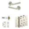 Complete Venice Door Handle Pack - Heavy Duty Latch - Satin Nickel - 102mm / 4-inch Hinges - JE-F22A-SN