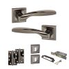 STATUS Oklahoma Door Handle Pack (3 Lever Lock Set - 2.5" CE Sashlock, 4" Slim Knuckle Hinges x2) - Black Nickel