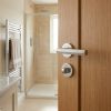 Complete Hex Door Handle Pack - Bathroom Lock (Standard Thumb Turn) - Satin Nickel - 76mm / 4-inch Hinges - JE-C6A3-SN