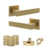 Senza Pari Panetti Door Handle Pack (Latch Set - 2.5" CE Latch, 3" Fire Rated Hinges x3) - Satin Brass