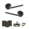 STATUS Alabama Door Handle Pack (Latch Set - 3" CE Latch, 4" Fire Rated Hinges x3) - Urban Dark Bronze
