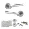 STATUS Hawaii Door Handle Pack (Bathroom Set - 3" CE Bathroom Lock, 4" Fire Rated Hinges x3) - Satin Chrome/Polished Chrome