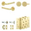 Complete Midtown Door Handle Pack - Heavy Duty Tubular Bathroom (Plain Thumb Turn) - Satin Brass - 102mm / 4-inch Hinges - JE-G32A2-SB