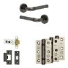 Complete Midtown Door Handle Pack - Heavy Duty Latch - Black Nickel - 76mm / 3-inch Hinges - JE-G21B-BN