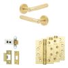Complete Bari Door Handle Pack - Heavy Duty Latch - Satin Brass - 64mm / 4-inch Hinges - JE-D20A-SB