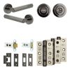 Complete Hex Door Handle Pack - Heavy Duty Tubular Bathroom (Standard Thumb Turn) - Black Nickel - 64mm / 3-inch Hinges - JE-C30B3-BN