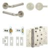 Complete Midtown Door Handle Pack - Heavy Duty Tubular Bathroom (Knurled Thumb Turn) - Satin Nickel - 64mm / 4-inch Hinges - JE-G30A1-SN