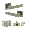 Senza Pari Panetti Door Handle Pack (Latch Set - 3" CE Latch, 3" Fire Rated Hinges x3) - Satin Nickel