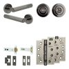 Complete Hex Door Handle Pack - Heavy Duty Tubular Bathroom (Standard Thumb Turn) - Black Nickel - 102mm / 4-inch Hinges - JE-C32A3-BN