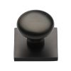 Heritage Brass Cabinet Knob Victorian Round Design with Square Backplate 32mm Matt Bronze finish