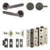 Complete Bari Door Handle Pack - Heavy Duty Tubular Bathroom (Plain Thumb Turn) - Black Nickel - 76mm / 3-inch Hinges - JE-D31B2-BN