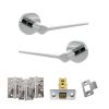 Senza Pari Laviano Door Handle Pack (Latch Set - 3" CE Latch, 4" Fire Rated Hinges x3) - Polished Chrome