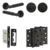 Complete Bloom Door Handle Pack - Bathroom Lock (Standard Thumb Turn) - Matt Black - 65mm / 4-inch Hinges - JE-B5A3-MB