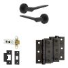 Complete Gio Door Handle Pack - Heavy Duty Latch - Matt Black - 76mm / 3-inch Hinges - JE-E21B-MB