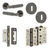 Complete Bloom Door Handle Pack - Sashlock - Black Nickel - 65mm / 3-inch Hinges - JE-B7B8-BN