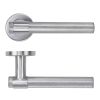 Zoo Hardware Knurled Lever on Round Rose 52mm x 8mm Push-on Rose - BS EN 1906 Grade 3 - Grade 201 - Satin Stainless