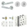 Complete Bloom Door Handle Pack - Heavy Duty Tubular Bathroom (Standard Thumb Turn) - Polished Chrome - 64mm / 4-inch Hinges - JE-B30A3-PC