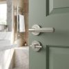 Complete Venice Door Handle Pack - Bathroom Lock (Plain Thumb Turn) - Satin Nickel - 76mm / 3-inch Hinges - JE-F6B2-SN