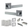 STATUS Montana Door Handle Pack (Euro Lock Set - 2.5" CE Sashlock, 4" Fire Rated Hinges x3) - Satin Chrome