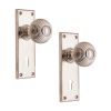 Beehive Knob on Backplate Lock Polished Nickel