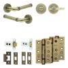 Complete Midtown Door Handle Pack - Heavy Duty Tubular Bathroom (Plain Thumb Turn) - Antique Brass - 64mm / 3-inch Hinges - JE-G30B2-AB