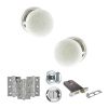Old English Skipton Door Knob Pack (Lock Set - Horizontal Bathlock, 3" Fire Rated Hinges x3) - Polished Chrome