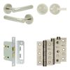 Complete Venice Door Handle Pack - Bathroom Lock (Plain Thumb Turn) - Satin Nickel - 76mm / 3-inch Hinges - JE-F6B2-SN