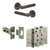 Complete Venice Door Handle Pack - Internal Doors - Black Nickel - 64mm / 4-inch Hinges - JE-F1A-BN