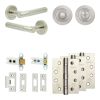 Complete Venice Door Handle Pack - Heavy Duty Tubular Bathroom (Standard Thumb Turn) - Satin Nickel - 64mm / 4-inch Hinges - JE-F30A3-SN